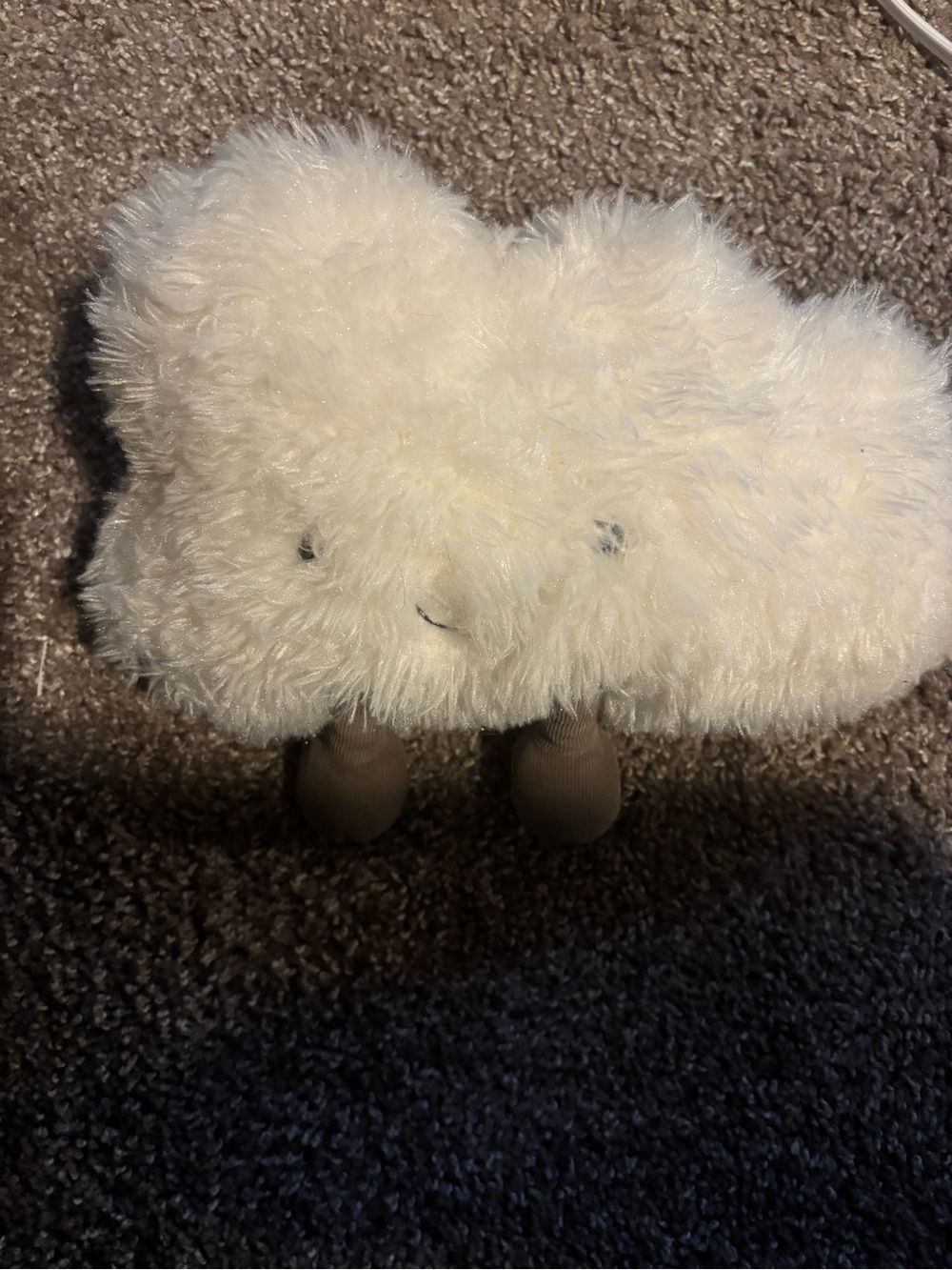 Jellycat Cream Fluffy Cloud Plush with Brown Feet